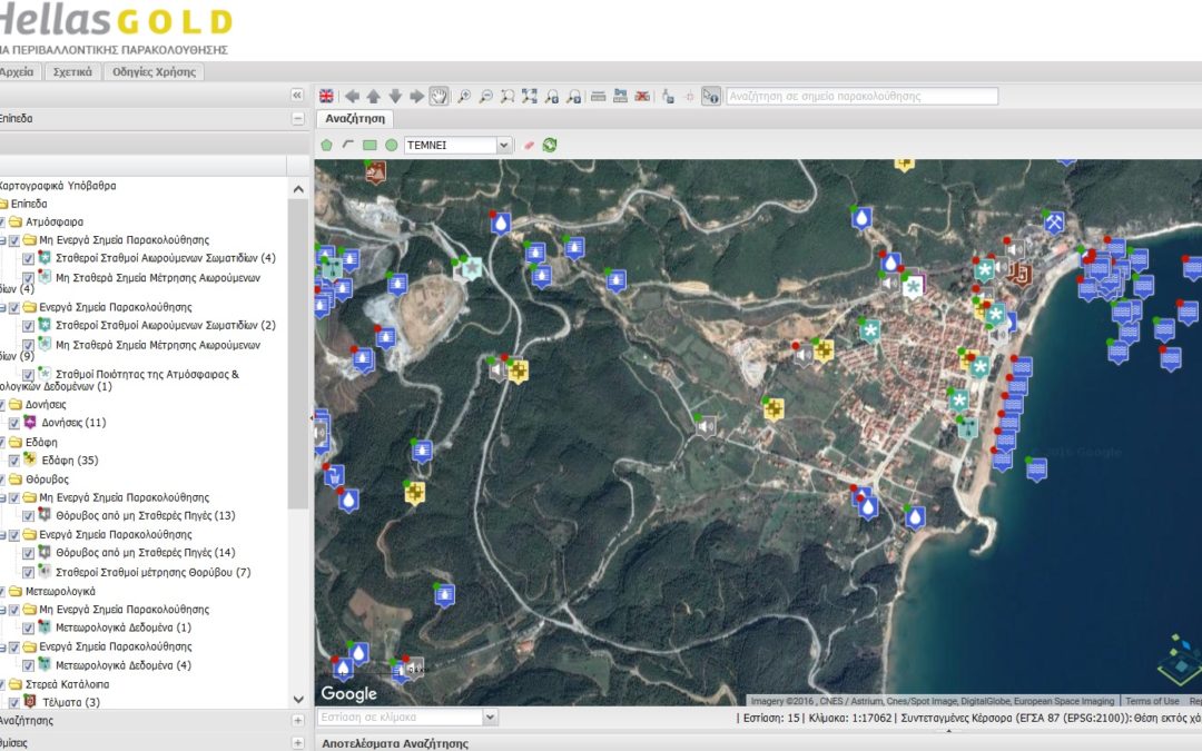 Web application for displaying data of Hellenic Gold monitoring program