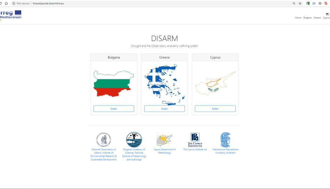 Development of a web site and of a Fire Web Portal for the National Observatory of Athens under the DISARM project